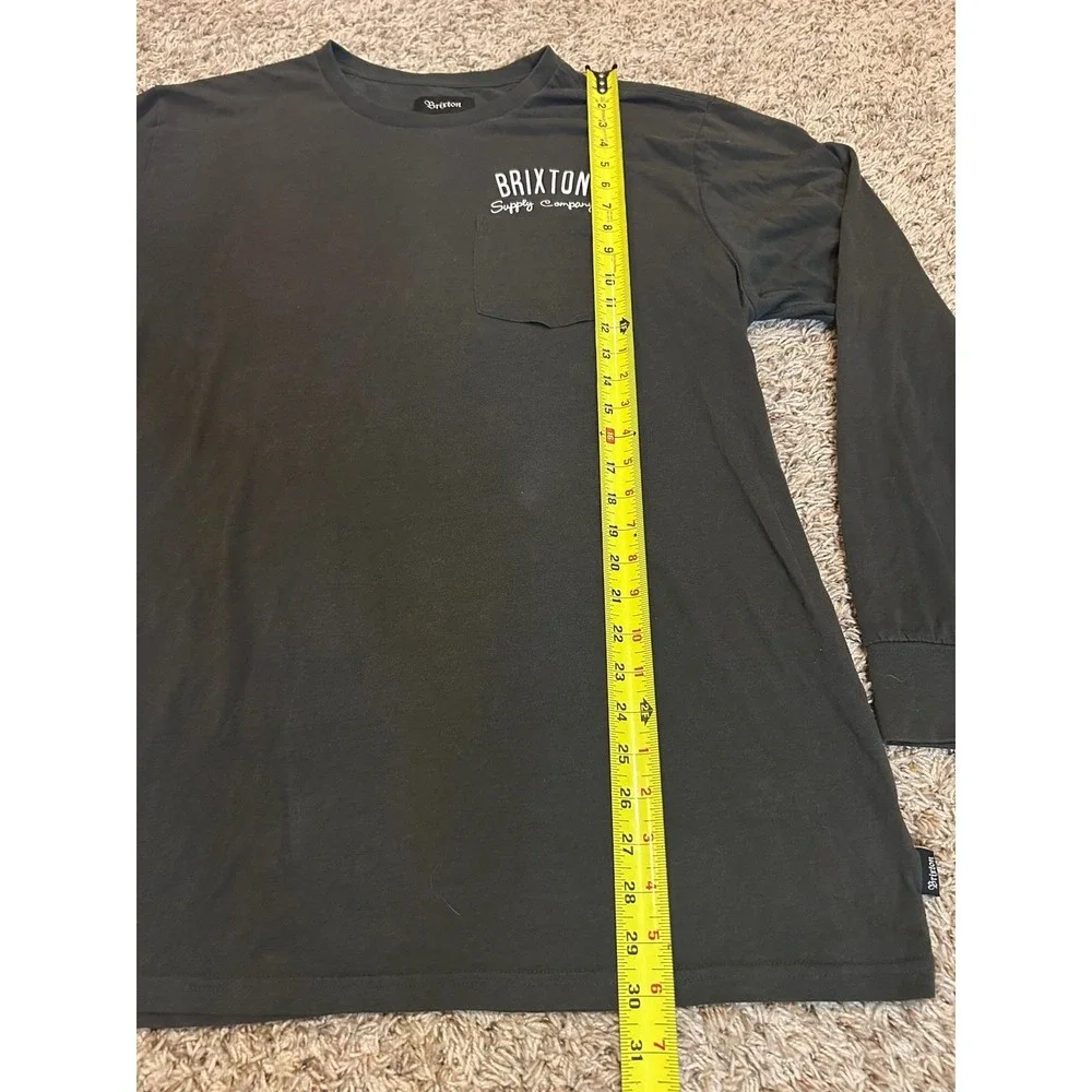 Brixton Supply Company Mens XXL Long Sleeve Pocket T-Shirt Black Graphic Tee‎
